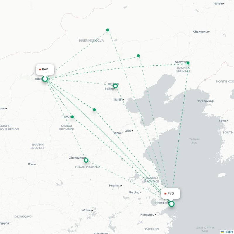 BAV - PVG route map