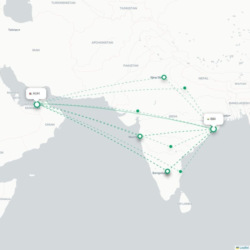 BBI - AUH route map