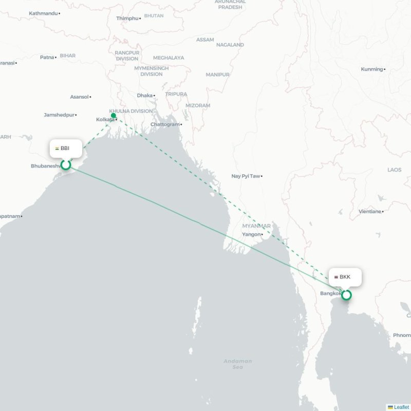BBI - BKK route map