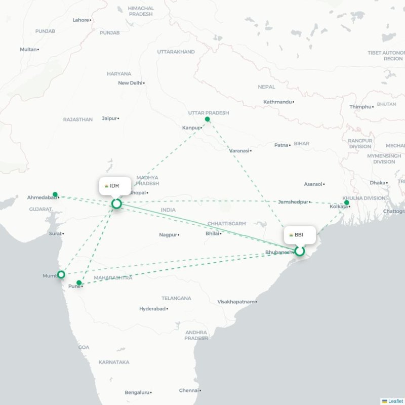 BBI - IDR route map