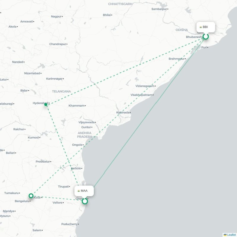 BBI - MAA route map