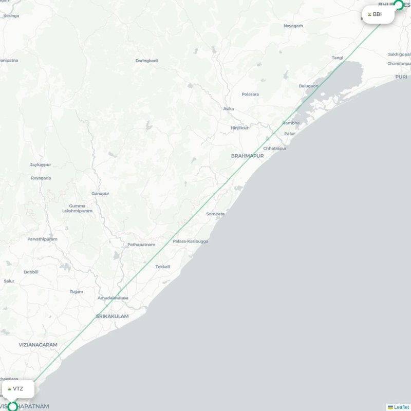 BBI - VTZ route map