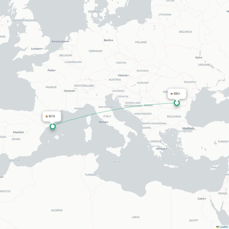 BBU - BCN route map