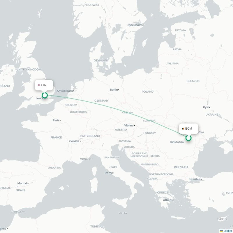 BCM - LTN route map