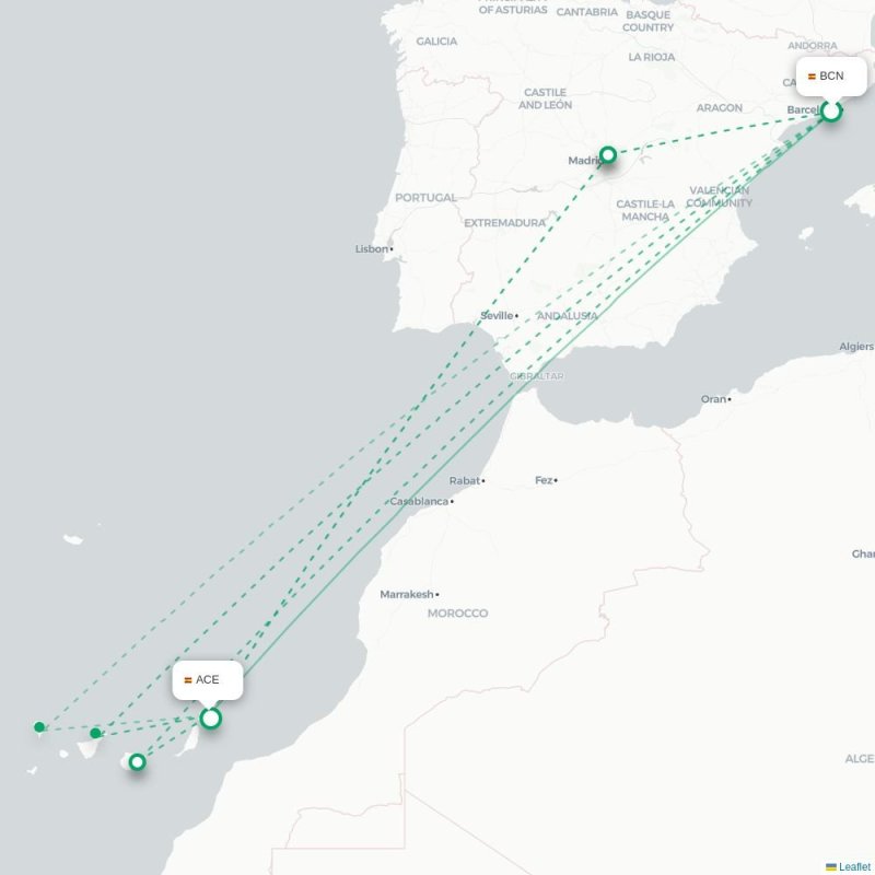 BCN - ACE route map