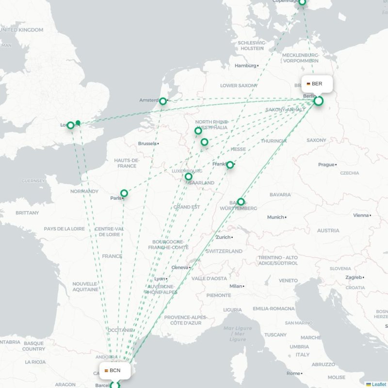 BCN - BER route map
