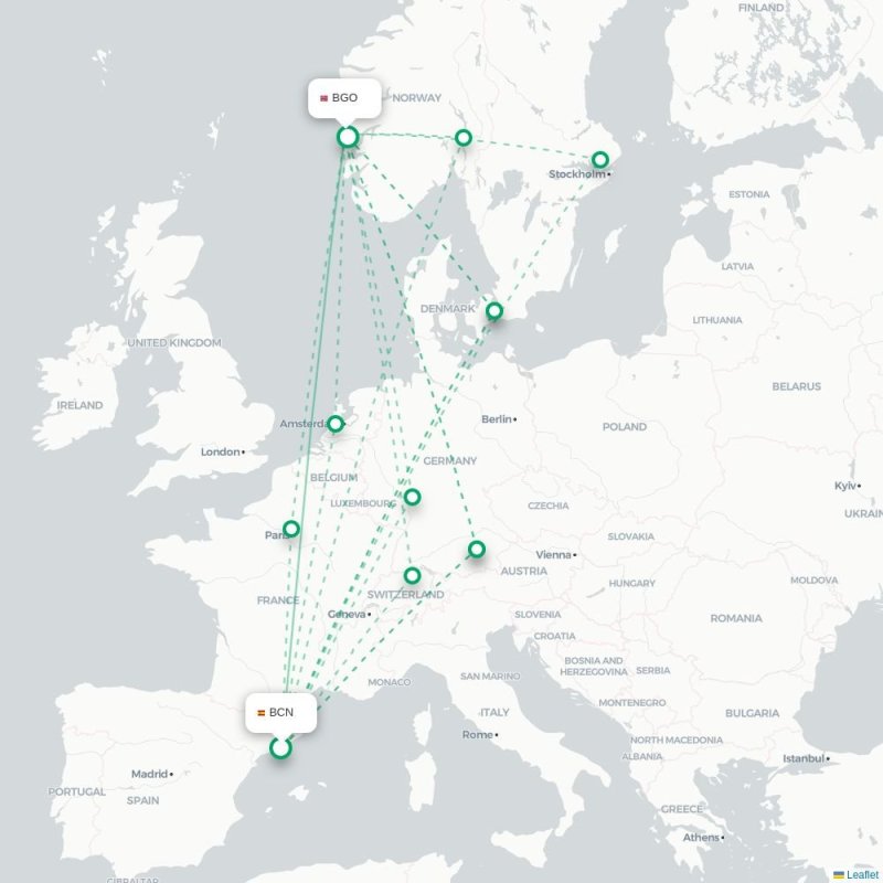 BCN - BGO route map