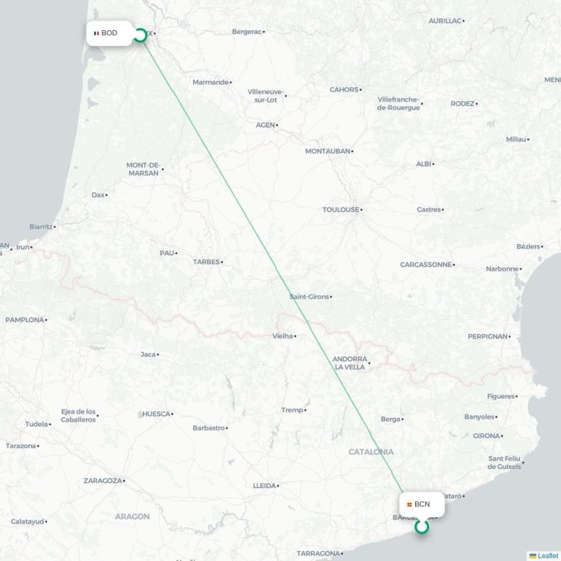 BCN - BOD route map