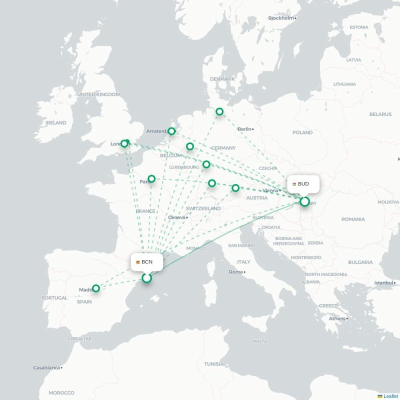 BCN - BUD route map