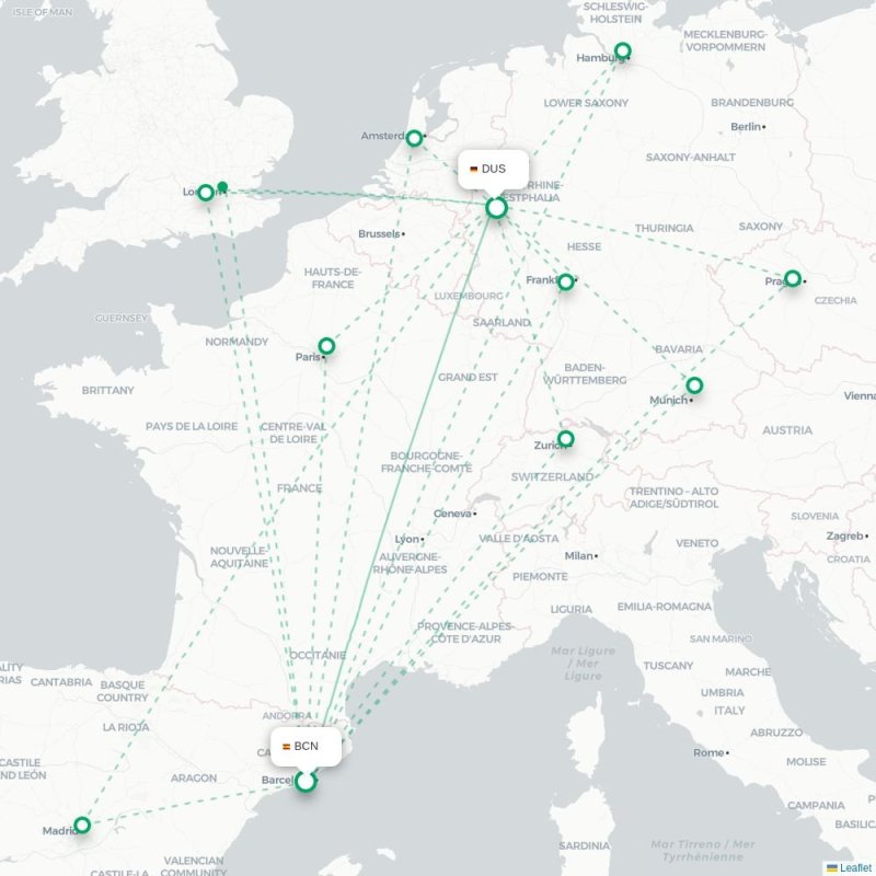 BCN - DUS route map