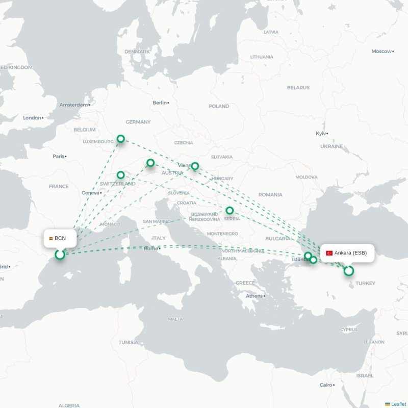 BCN - ESB route map