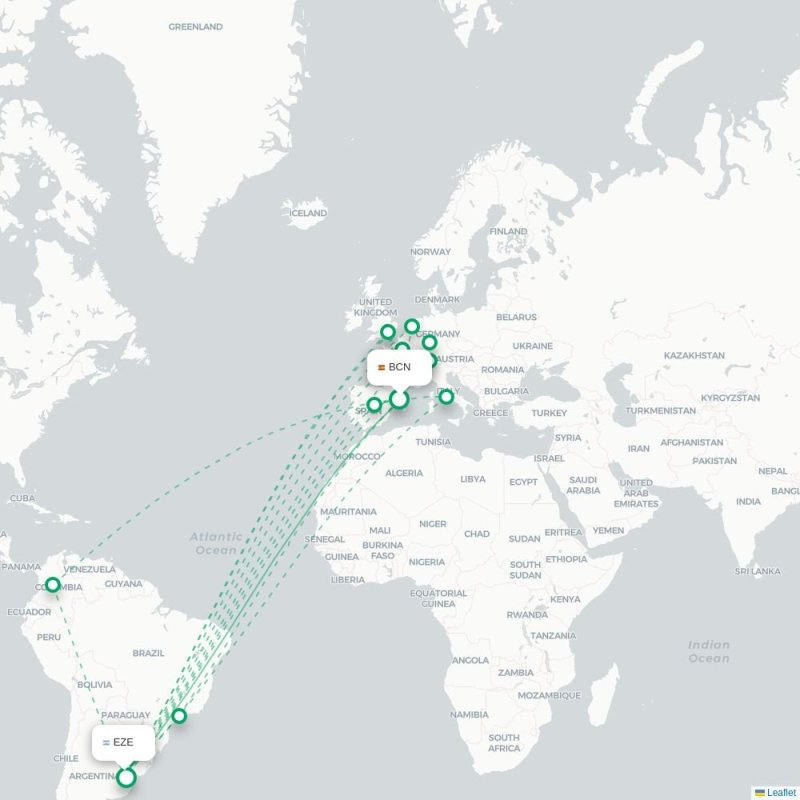 BCN - EZE route map