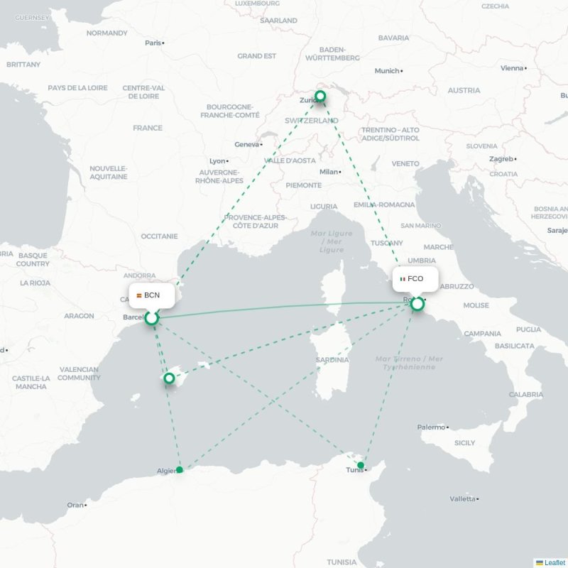 BCN - FCO route map