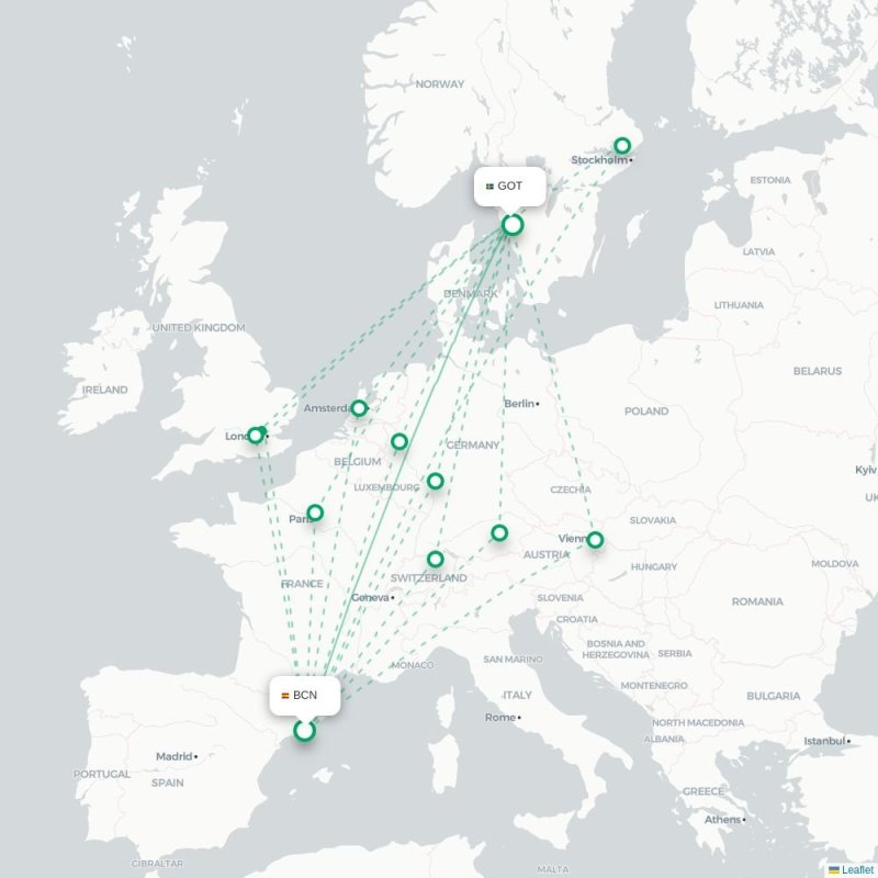 BCN - GOT route map