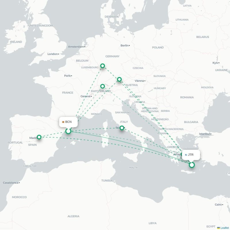 BCN - JTR route map