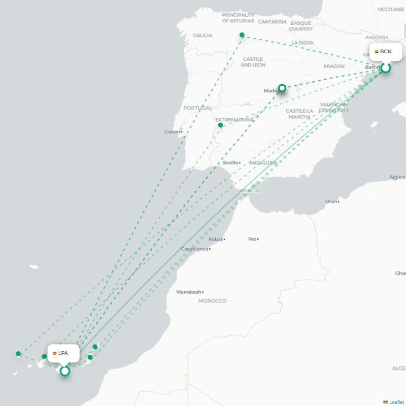 BCN - LPA route map
