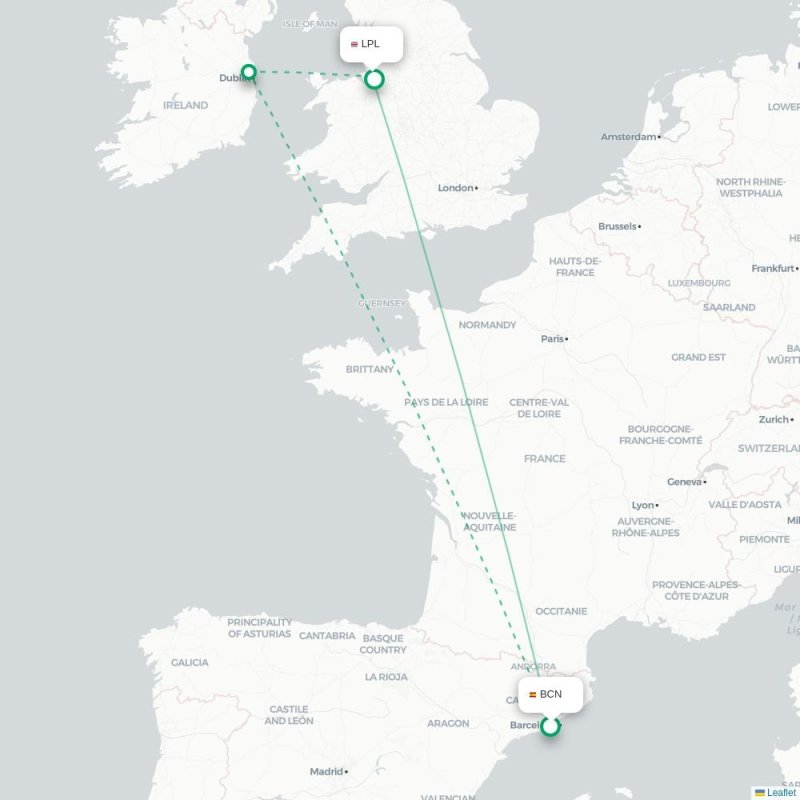 BCN - LPL route map