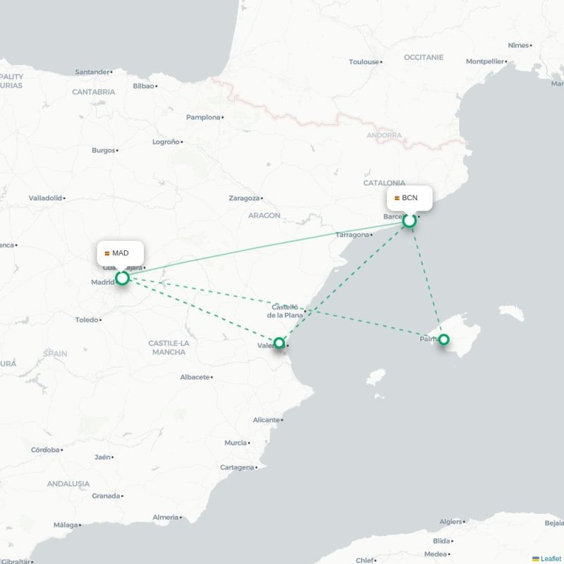 BCN - MAD route map