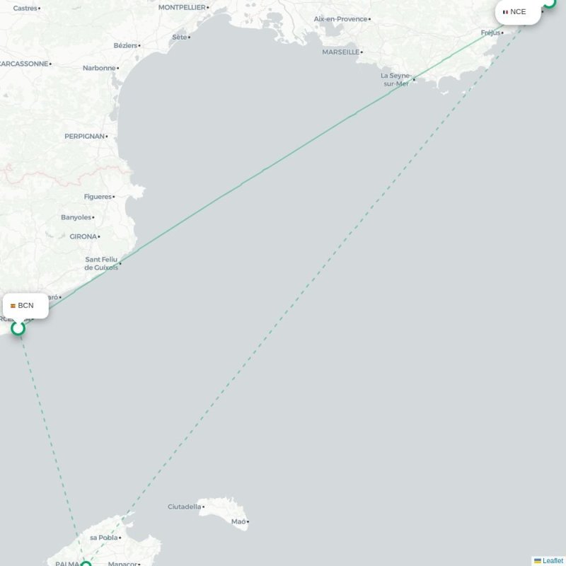 BCN - NCE route map