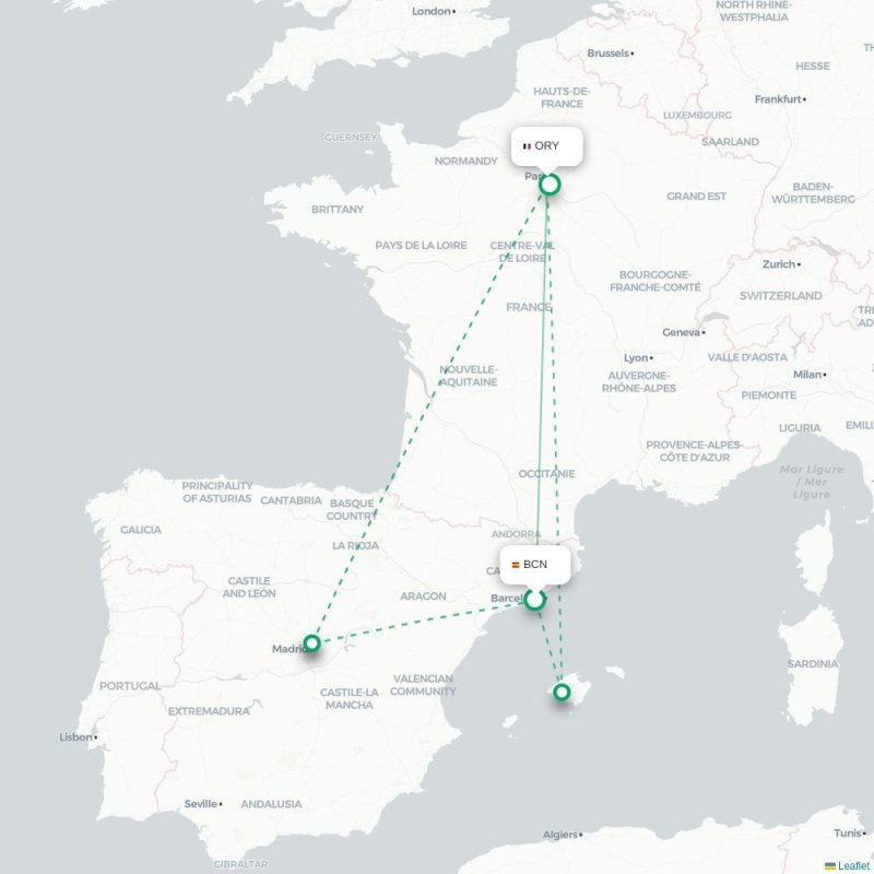BCN - ORY route map