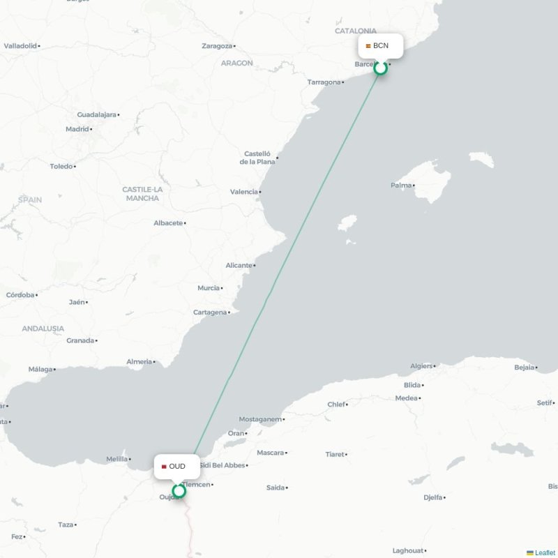 BCN - OUD route map