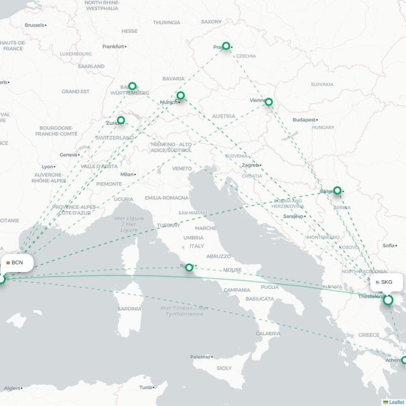 BCN - SKG route map