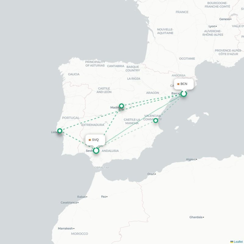 BCN - SVQ route map