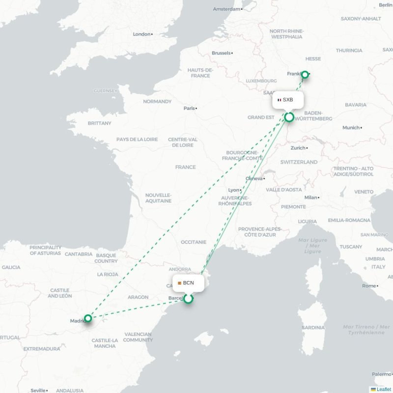 BCN - SXB route map