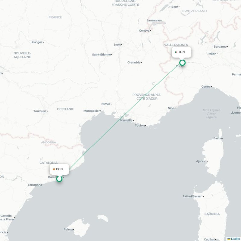BCN - TRN route map