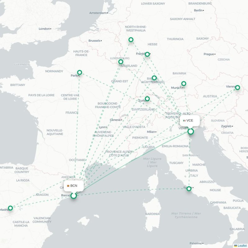 BCN - VCE route map