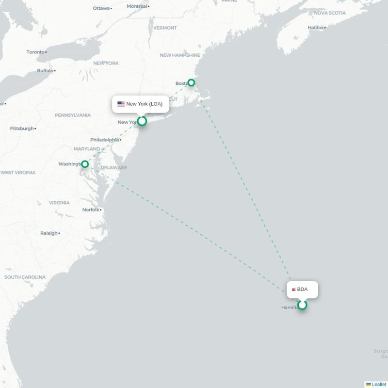 BDA - LGA route map