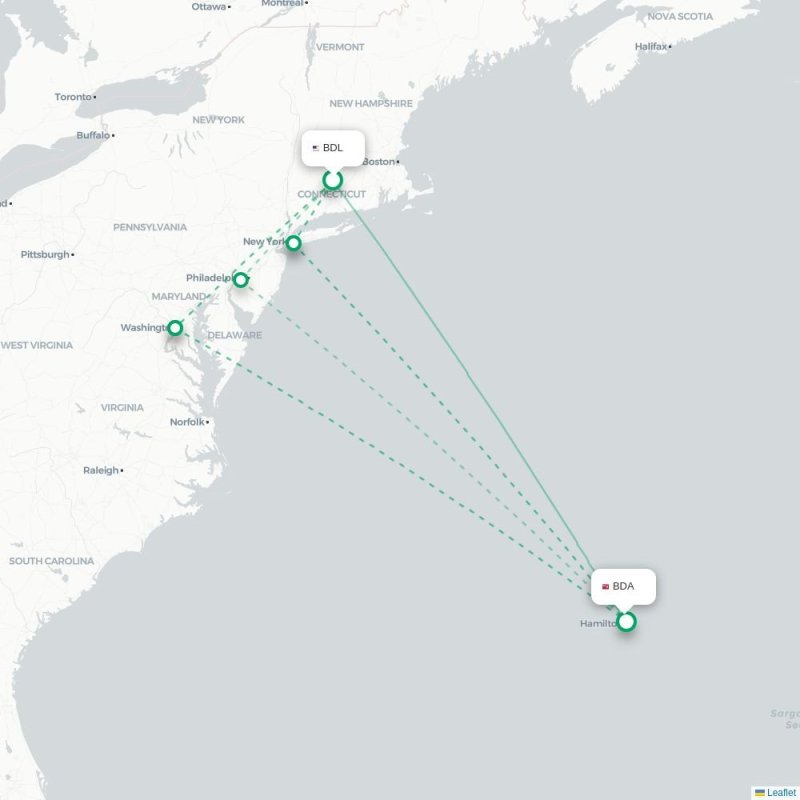 BDL - BDA route map