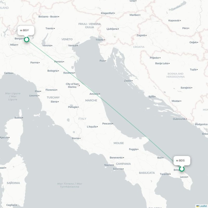 BDS - BGY route map