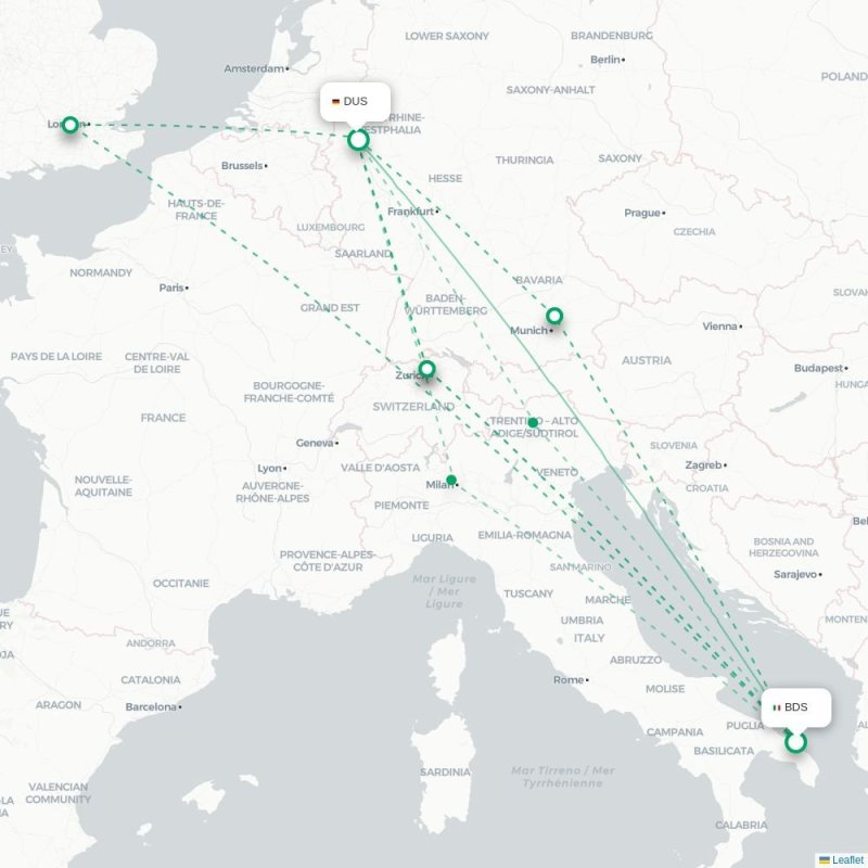 BDS - DUS route map