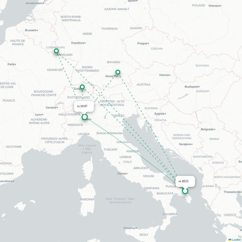 BDS - MXP route map