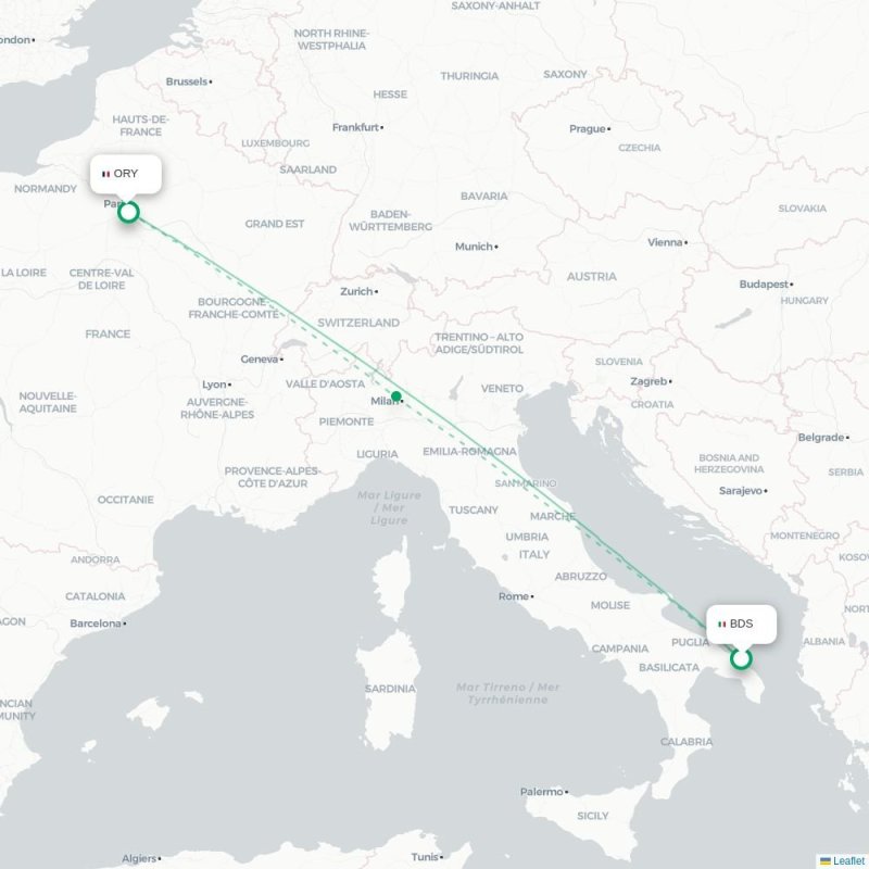 BDS - ORY route map