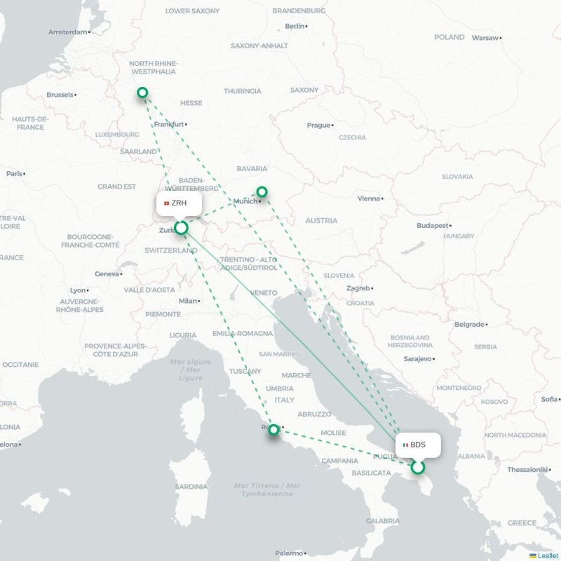 BDS - ZRH route map