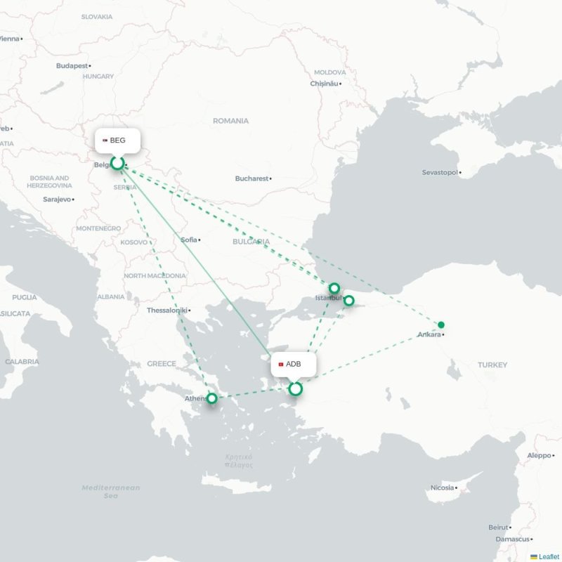 BEG - ADB route map
