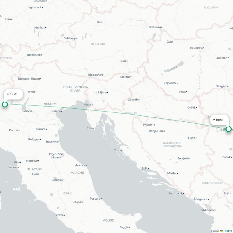 BEG - BGY route map