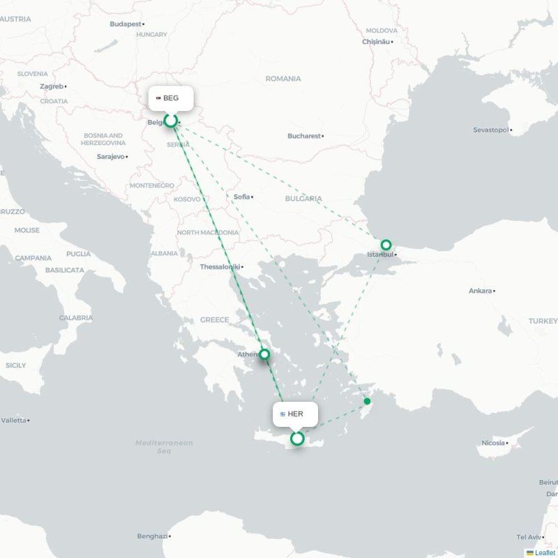 BEG - HER route map