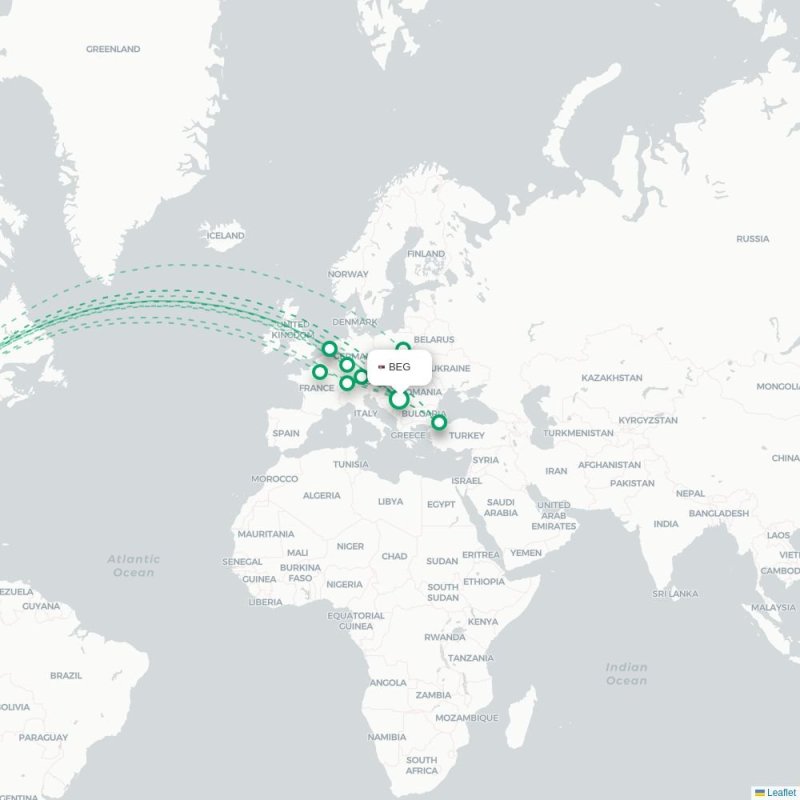 BEG - ORD route map