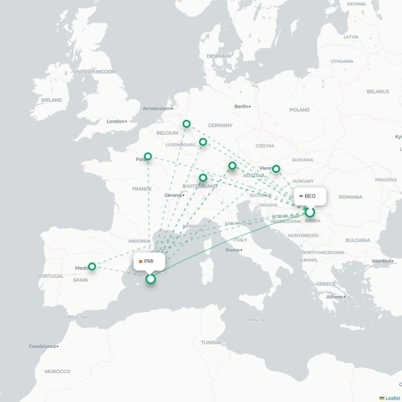 BEG - PMI route map
