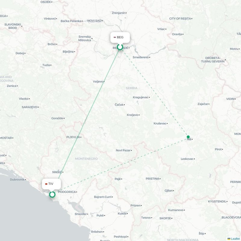 BEG - TIV route map