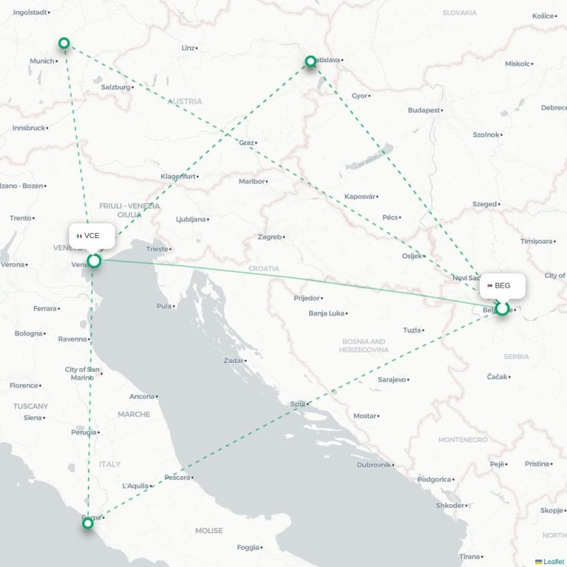 BEG - VCE route map