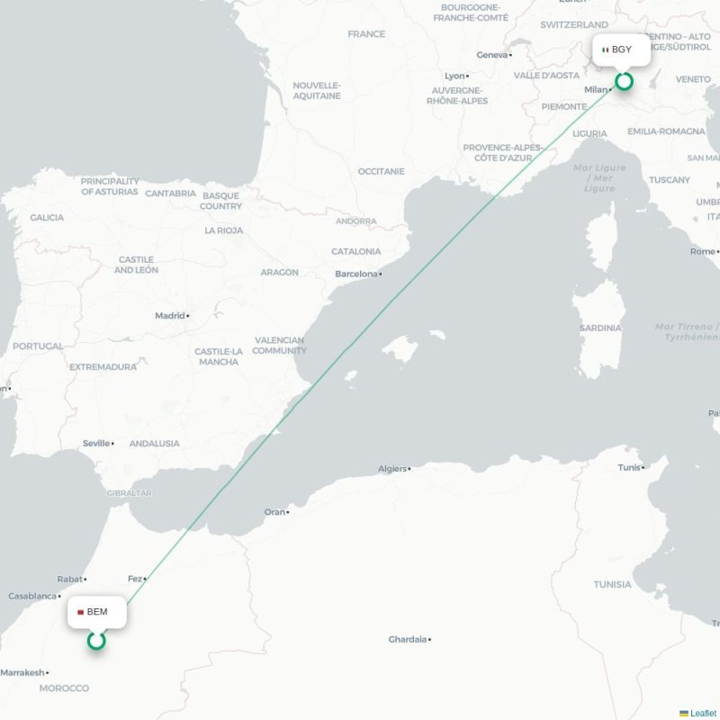 BEM - BGY route map