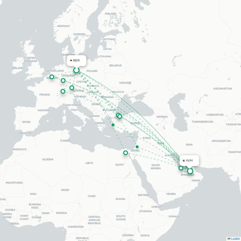 BER - AUH route map