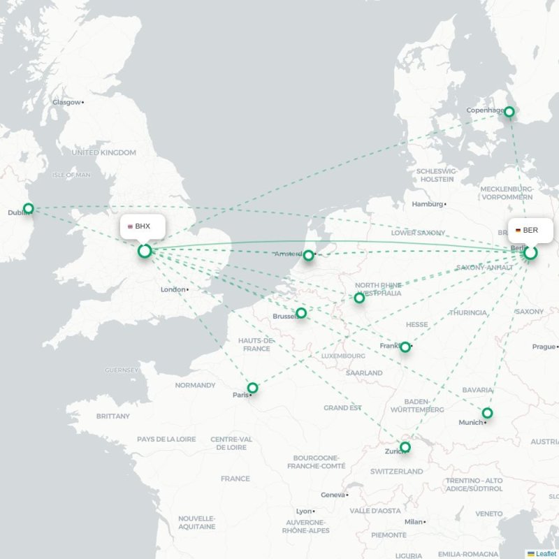 BER - BHX route map