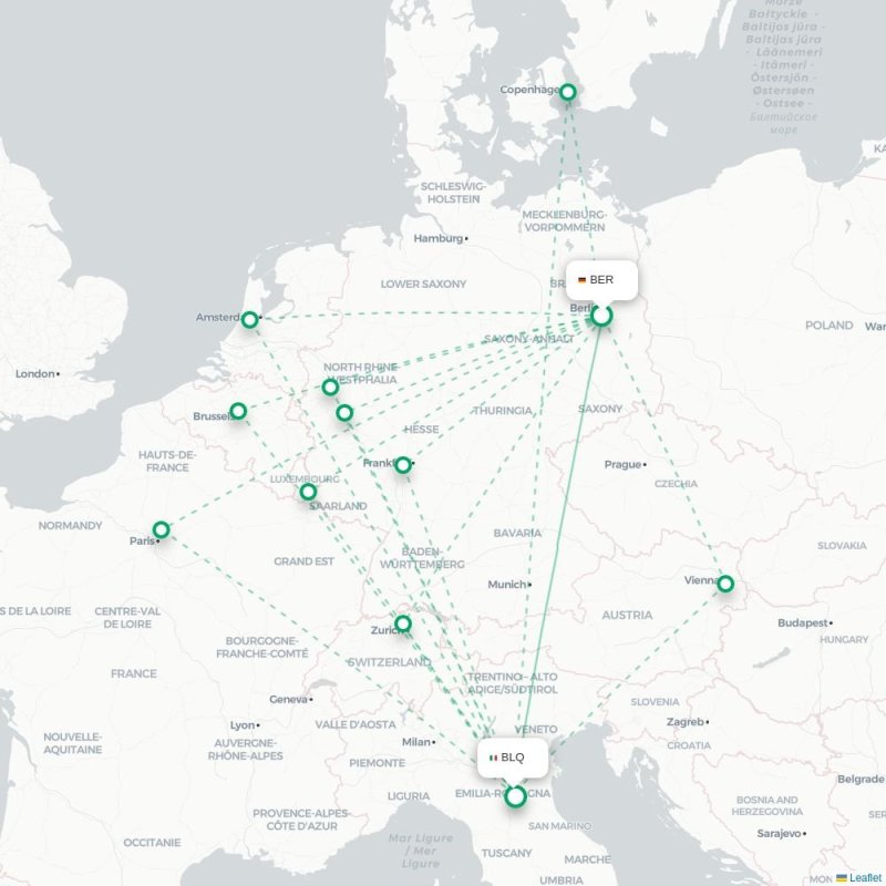 BER - BLQ route map