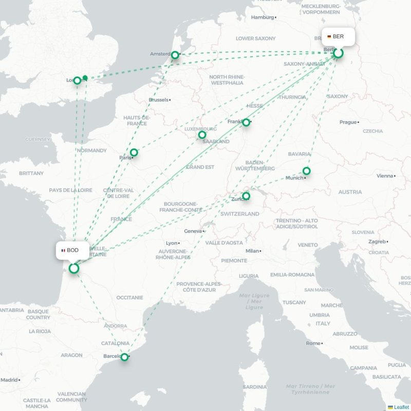 BER - BOD route map