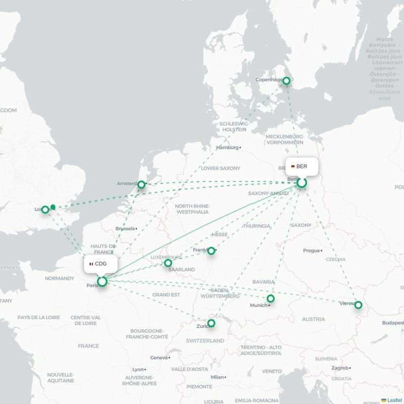 BER - CDG route map